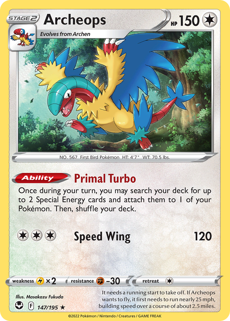 Silver Tempest Non - Holo Archeops #147/195